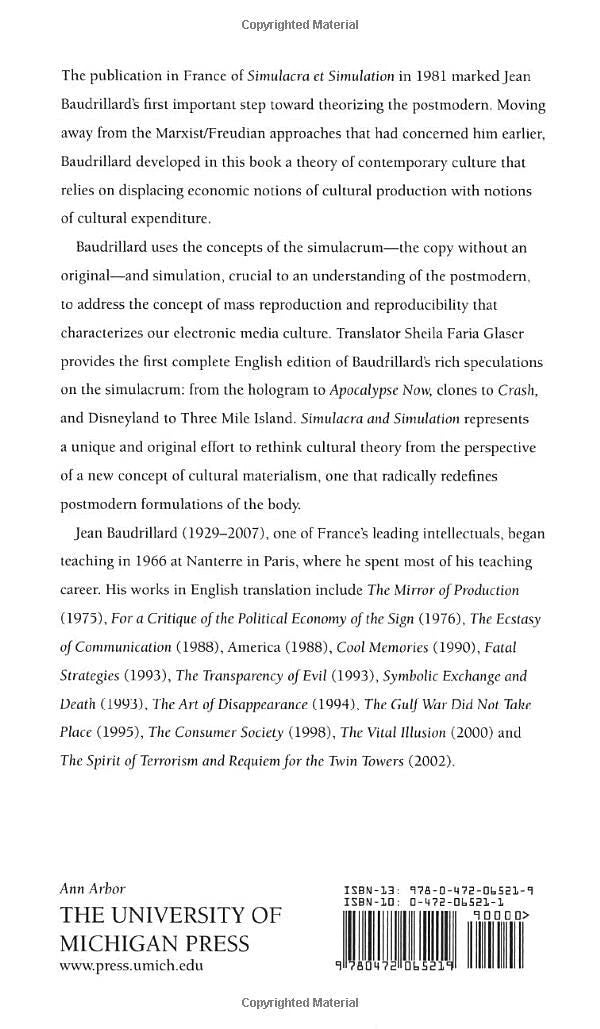 Simulacra and Simulation:  Paperback