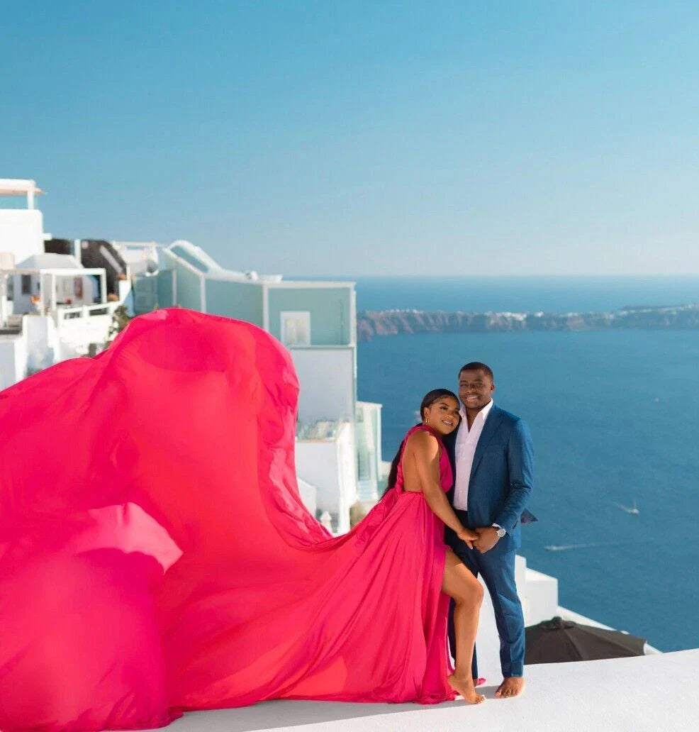 Women’s Long Satin Maxi Dress with Train for Photoshoots and Events