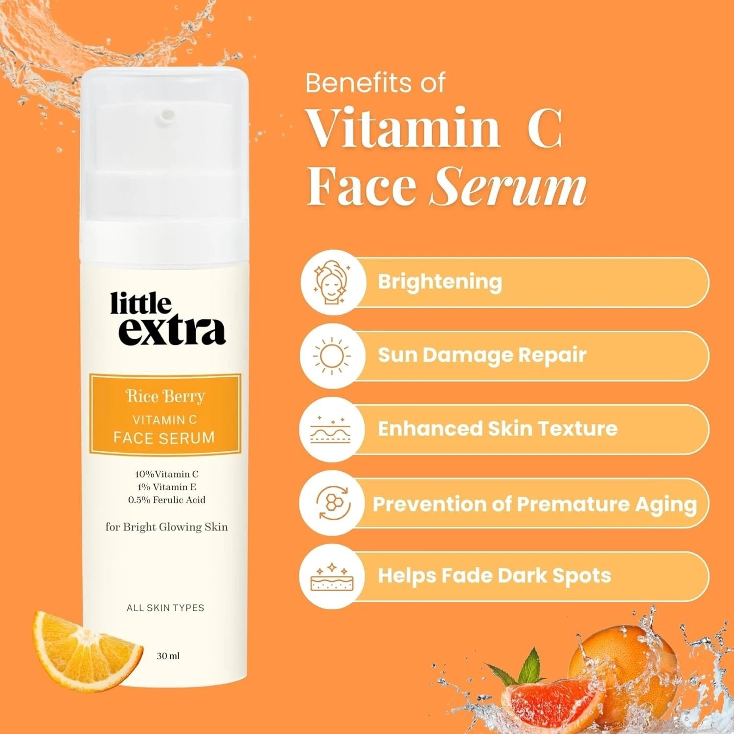 Little Extra Rice Berry 10% Vitamin C Face Serum for Glowing 30ml