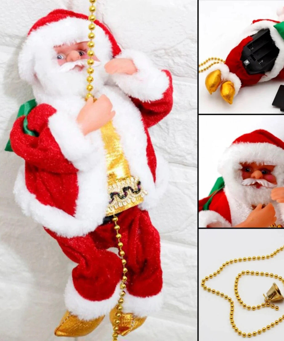 Electric Climbing Rope Style Santa Claus Doll Music Christmas Tree Ornament Decor Xmas Gift