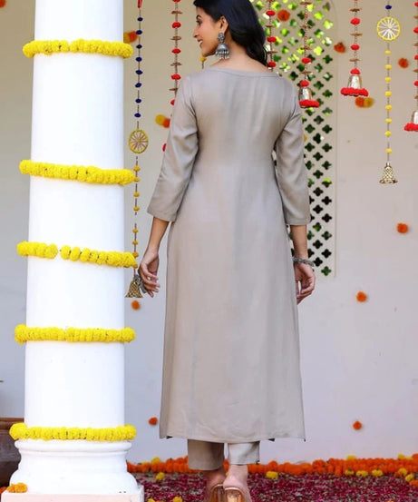 Heavy Cotton Slub Plain Kurti-Pant with Dupatta Women's 12-VZ