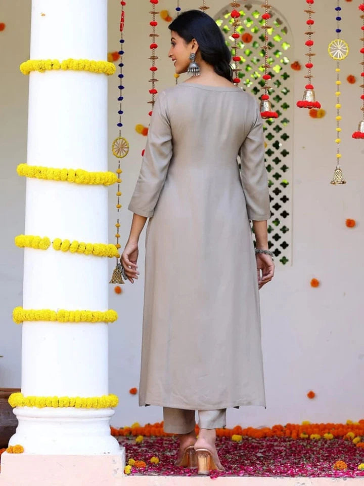 Heavy Cotton Slub Plain Kurti-Pant with Dupatta Women's 12-VZ