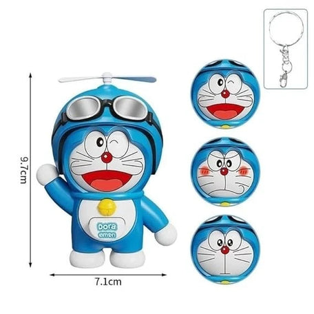 Doraemon Face Changing Keychain Cute Anime Expression Key Holder Multicolor