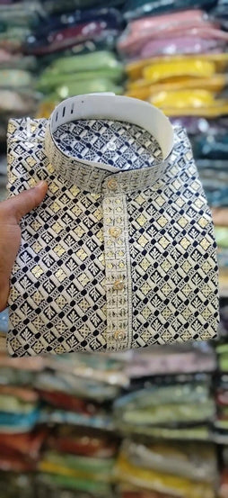 wedding Party Wear Rayon Viscose With Sequence Work Kurta Pajama Set