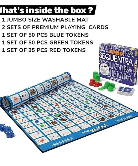 The Original Jumbo Sequence Board Game with Foldable Mat – Fun