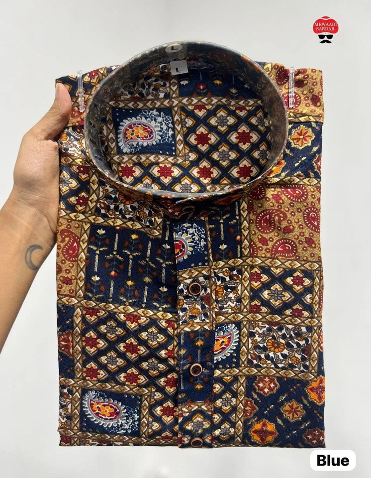 Men's Beautiful Designer Ethnic Stitched Heavy Rayon Print Kurta