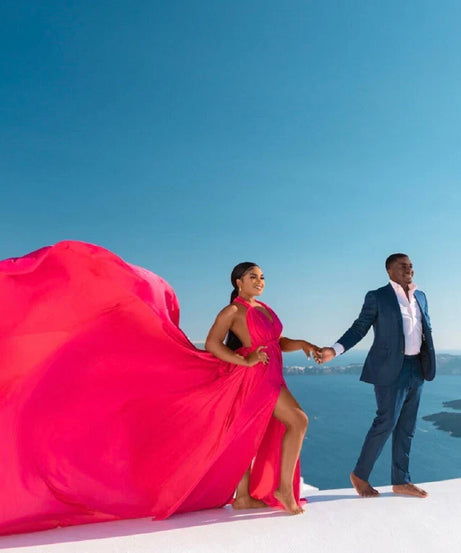 Women’s Long Satin Maxi Dress with Train for Photoshoots and Events