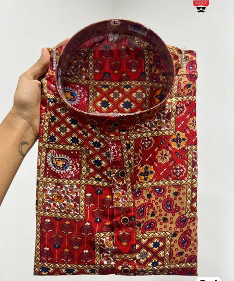 Men's Beautiful Designer Ethnic Stitched Heavy Rayon Print Kurta