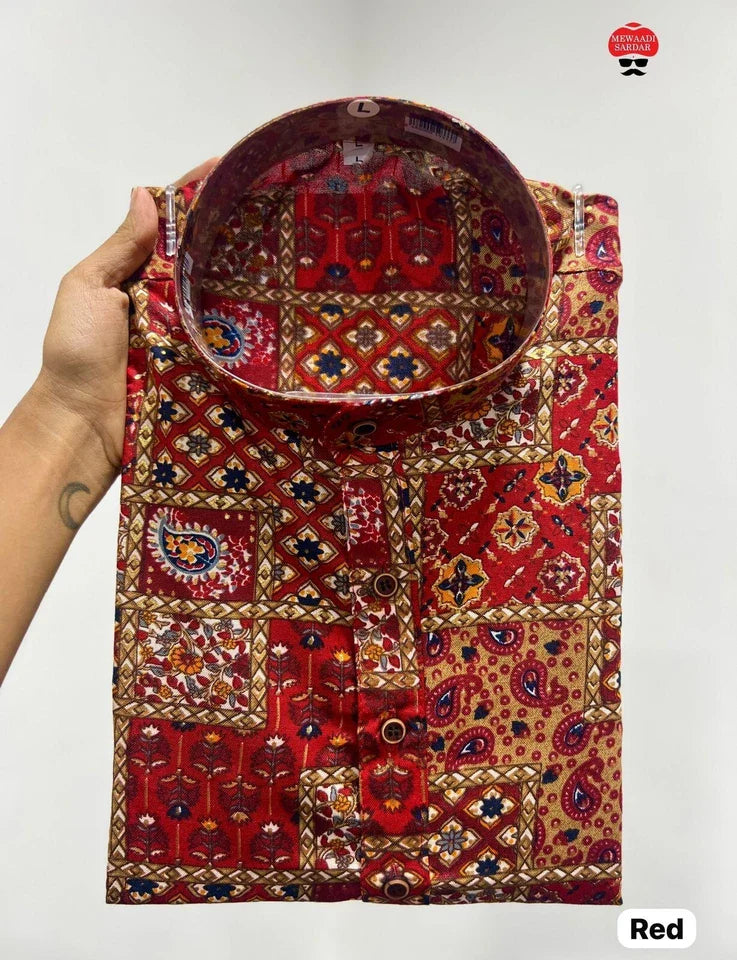 Men's Beautiful Designer Ethnic Stitched Heavy Rayon Print Kurta