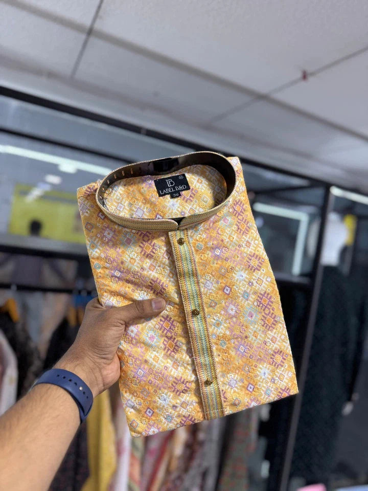 Men's Traditional Wear Pure Cotton With Lucknowi Work Kurta With Pajama