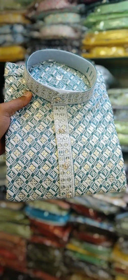 wedding Party Wear Rayon Viscose With Sequence Work Kurta Pajama Set