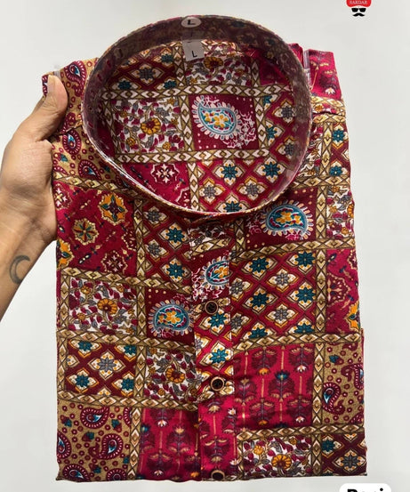 Men's Beautiful Designer Ethnic Stitched Heavy Rayon Print Kurta