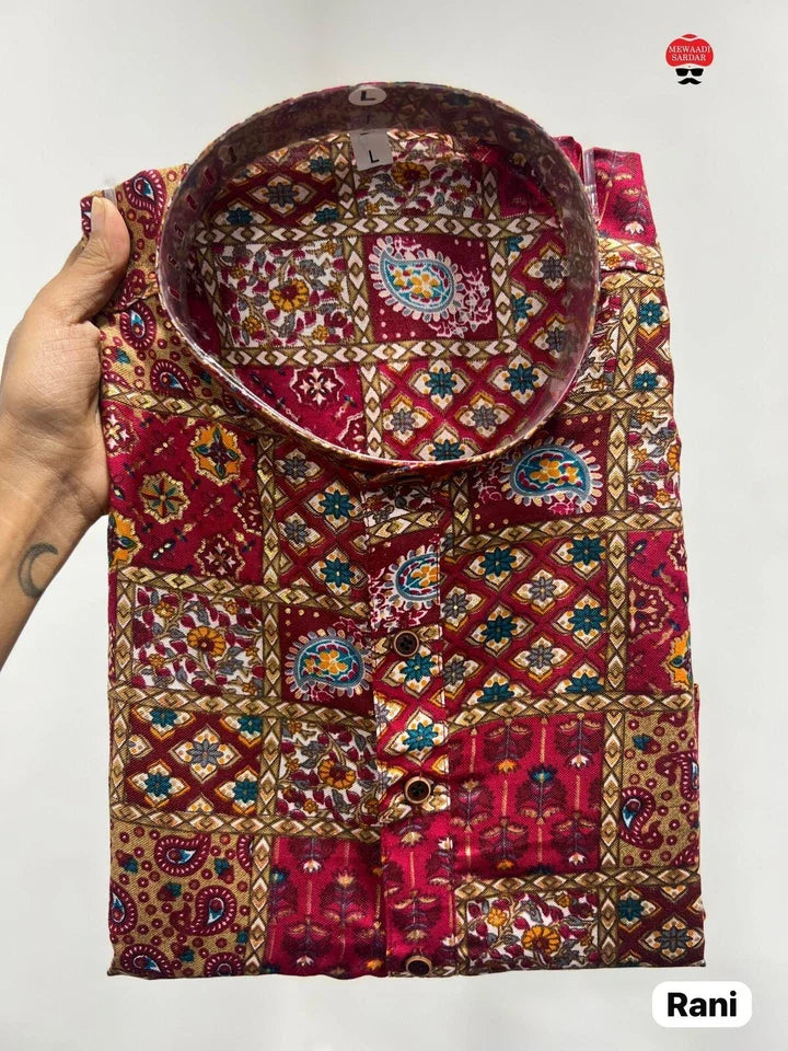 Men's Beautiful Designer Ethnic Stitched Heavy Rayon Print Kurta