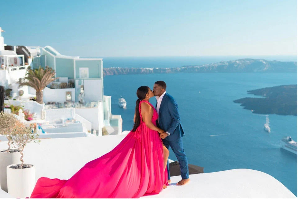 Women’s Long Satin Maxi Dress with Train for Photoshoots and Events