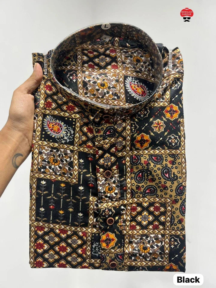 Men's Beautiful Designer Ethnic Stitched Heavy Rayon Print Kurta