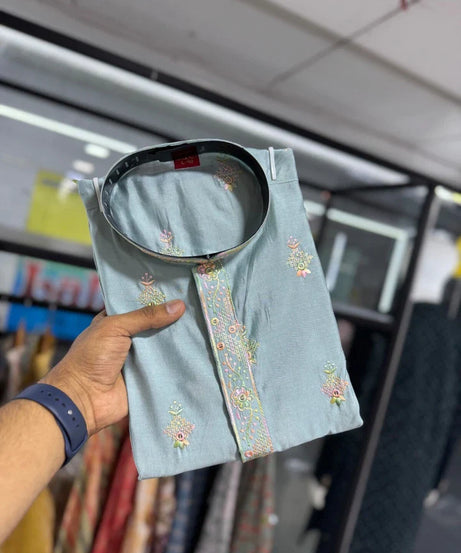 Silk Kurta With Cotton Pajama Set For Men s Wedding Party Wear Kurta Set