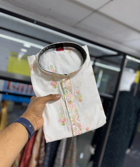 Silk Kurta With Cotton Pajama Set For Men s Wedding Party Wear Kurta Set