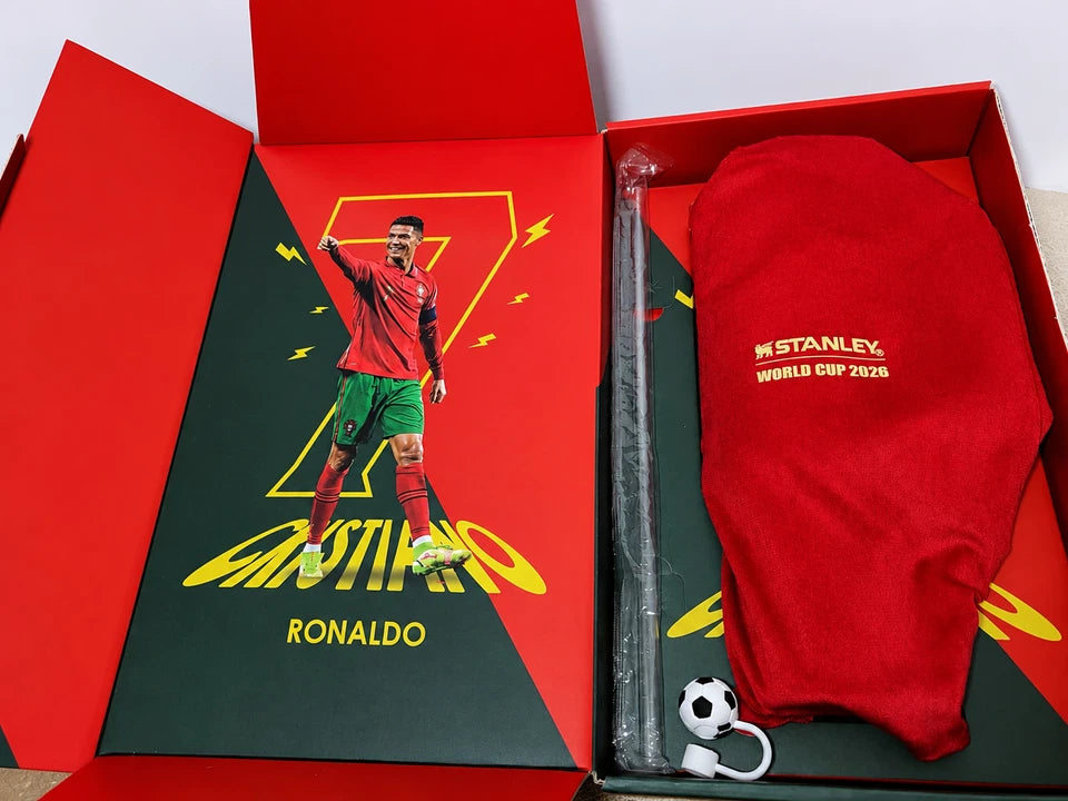 CR7 Portugal Football Tumbler Cup 30oz Insulated Travel Mug with Handle Lid