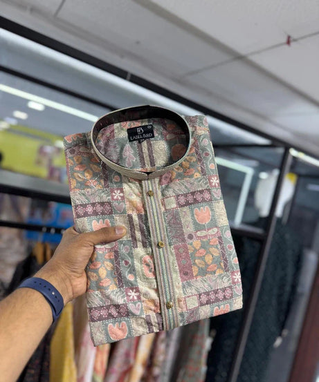 Men's Traditional Wear Pure Cotton With Lucknowi Work Kurta With Pajama