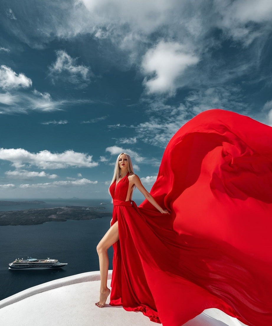 Satin Dress for Photoshoots, Flying Dress, Long Train Dress