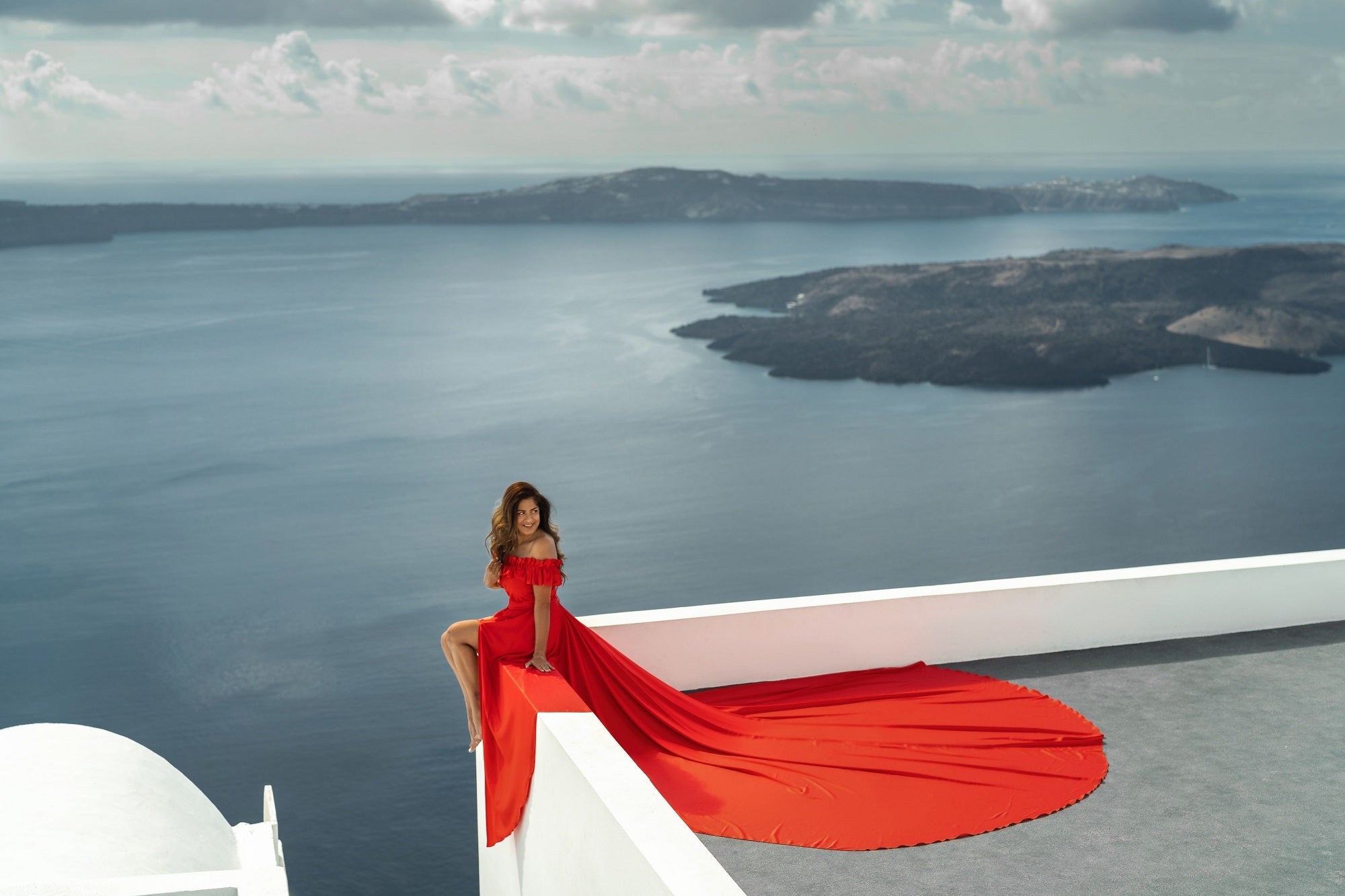 Santorini Photoshoot Dress | Satin Flying Dress | Photoshoot Gown