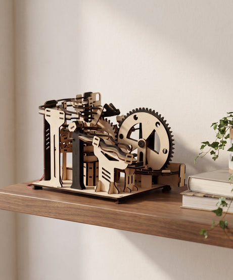 Wooden Marble Run Kit – Mechanical Gear Machine DIY 3D Puzzle Toy