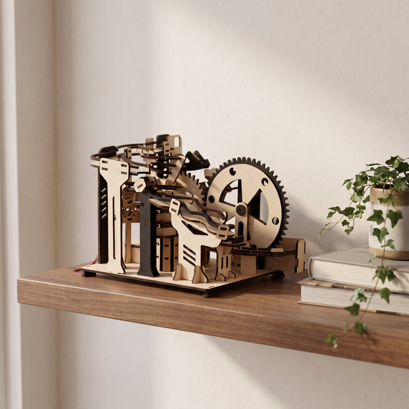 Wooden Marble Run Kit – Mechanical Gear Machine DIY 3D Puzzle Toy