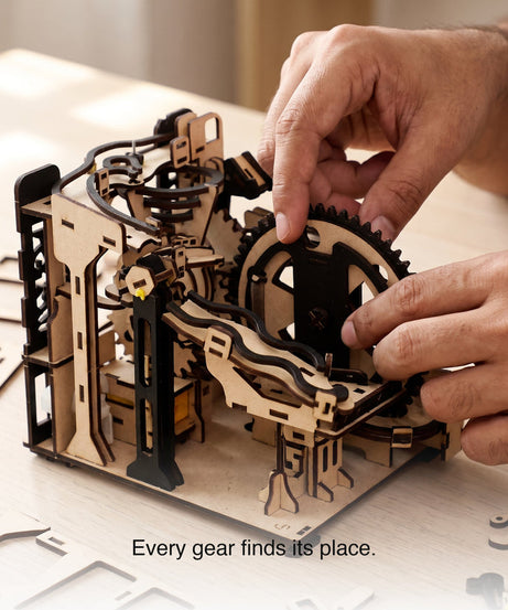 Wooden Marble Run Kit – Mechanical Gear Machine DIY 3D Puzzle Toy