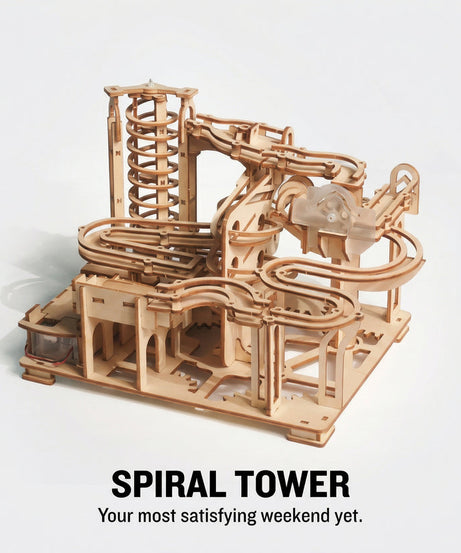 Mechanical Marble Run Wooden Puzzle – STEM Building Kit for Adults & Teens