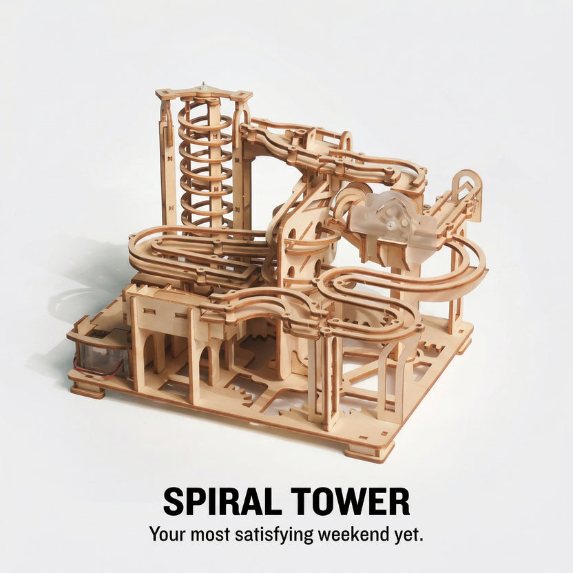Mechanical Marble Run Wooden Puzzle – STEM Building Kit for Adults & Teens