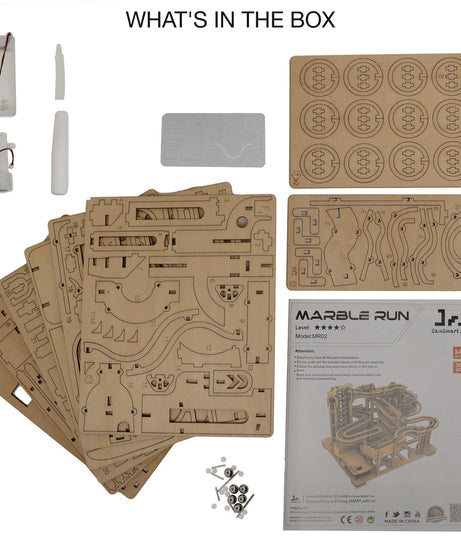 Mechanical Marble Run Wooden Puzzle – STEM Building Kit for Adults & Teens