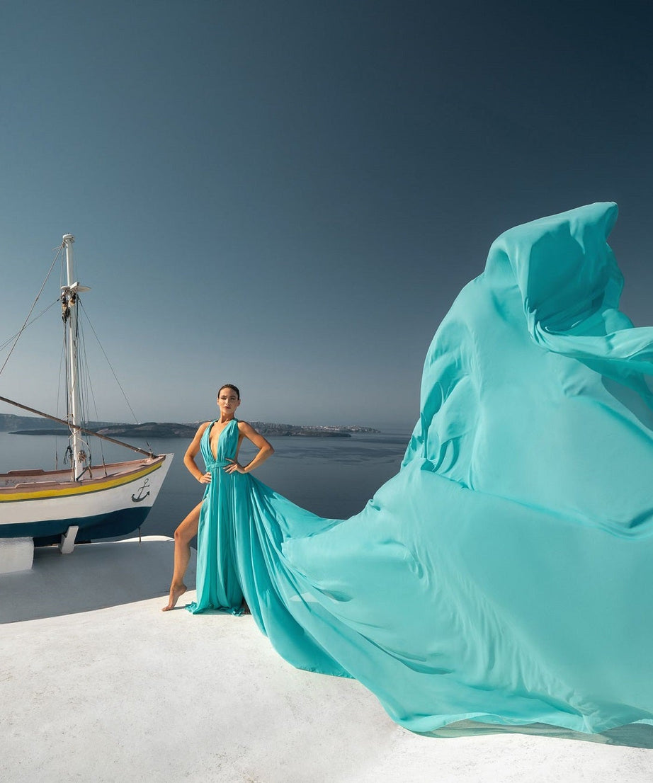 Satin Flying Dress Engagement Dress | Satin Long Train Dress