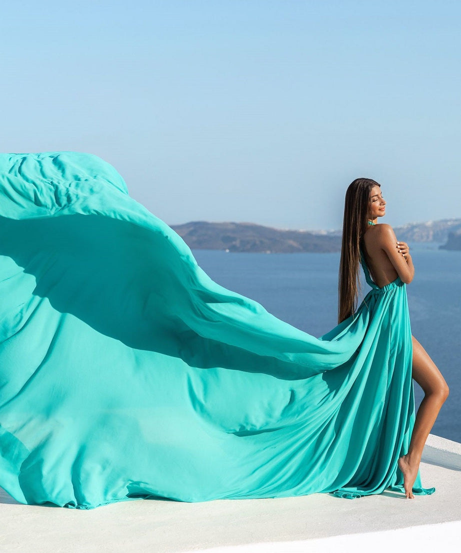 Satin Flying Dress Engagement Dress | Satin Long Train Dress